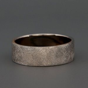 Mens white gold, matte finish ring